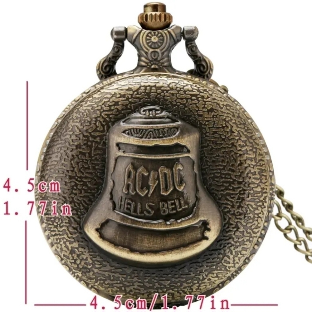 AC DC Hells Bells Pocket Watch , Rock Band Pocket Watch NWT - Picture 3 of 4